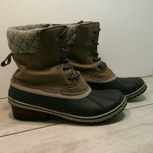 SOREL Women's Slimpack Lace Waterproof Insulated Brown with Black Boot Size 9
